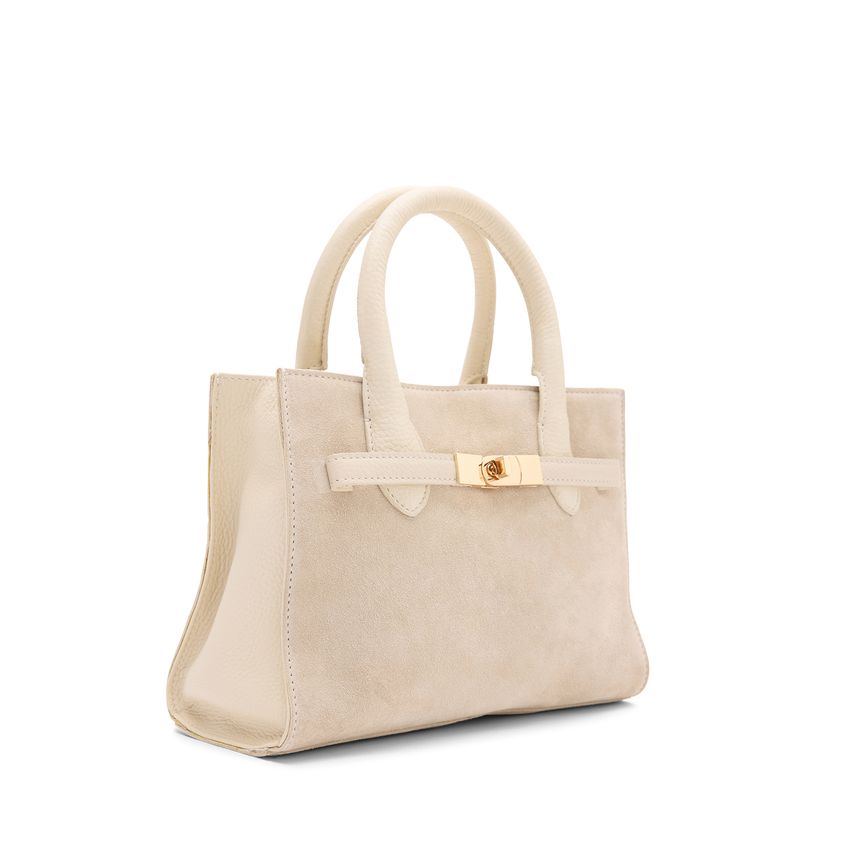 Manfield Off white suède handtas