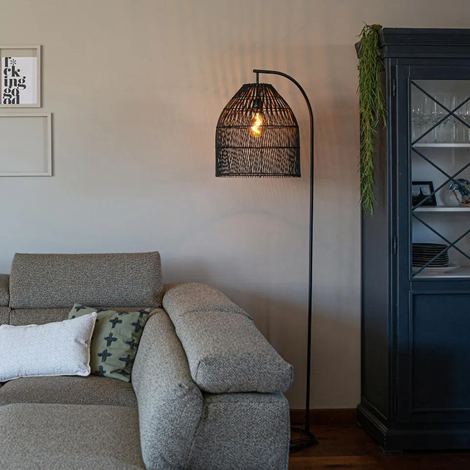 Qazqa vloerlamp sam zwart e27