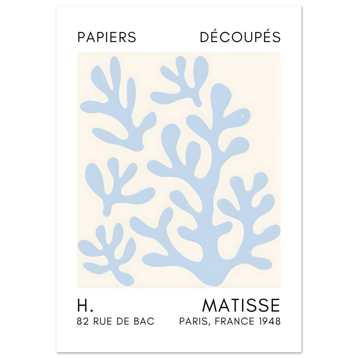 Artfulprints Poster Matisse – Coral shadows light blue  - A4 21x29.7 cm - Blauw