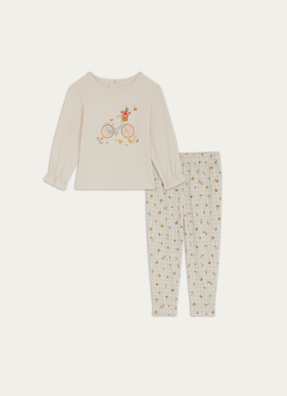 PYJAMA 2 PIÈCES EN COTON IMPRIMÉ EGLANTINE ECRU