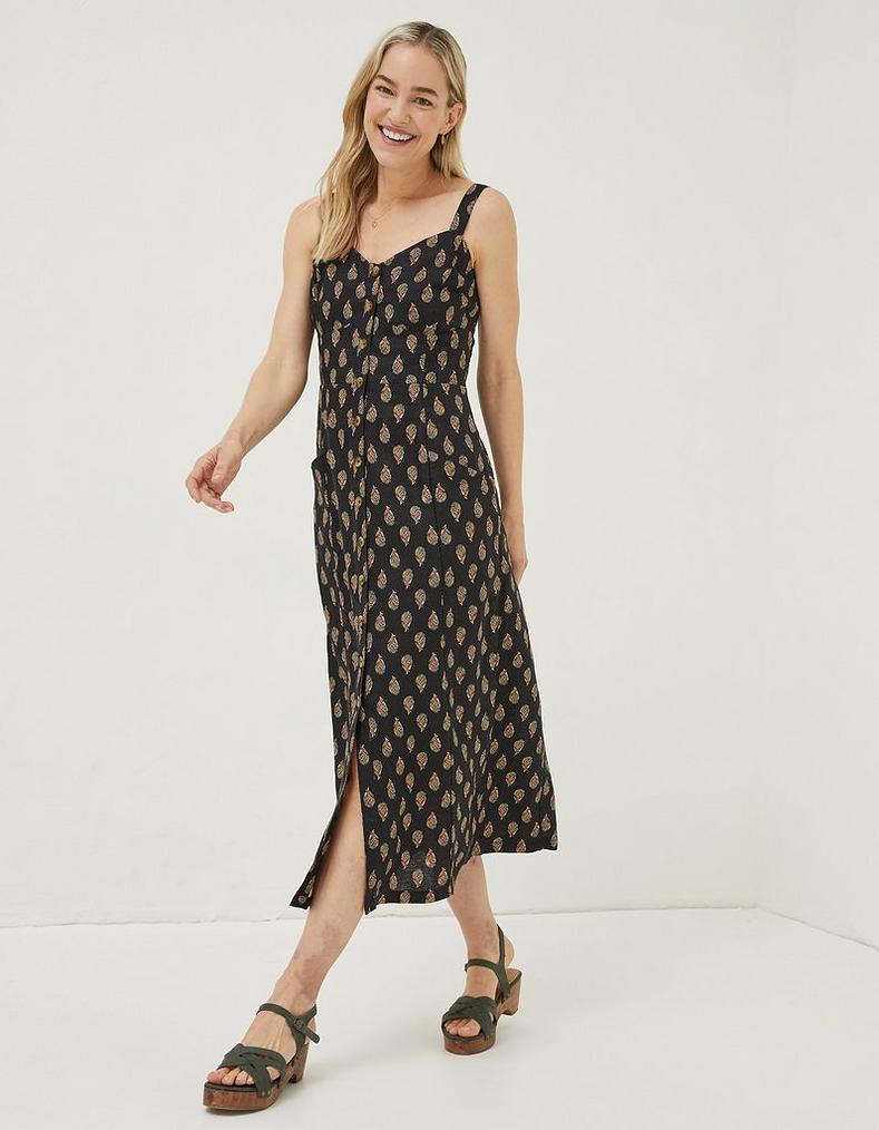 Corey Woodblock Linen Dress