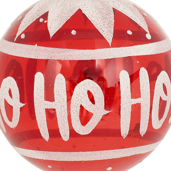 Boule verre Hô Hô Hô D.9cm rouge et blanc - Atmosphera