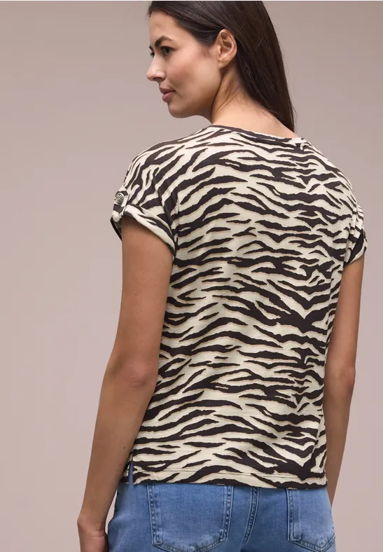 T-Shirt mit Rundhals und Knopfdetails