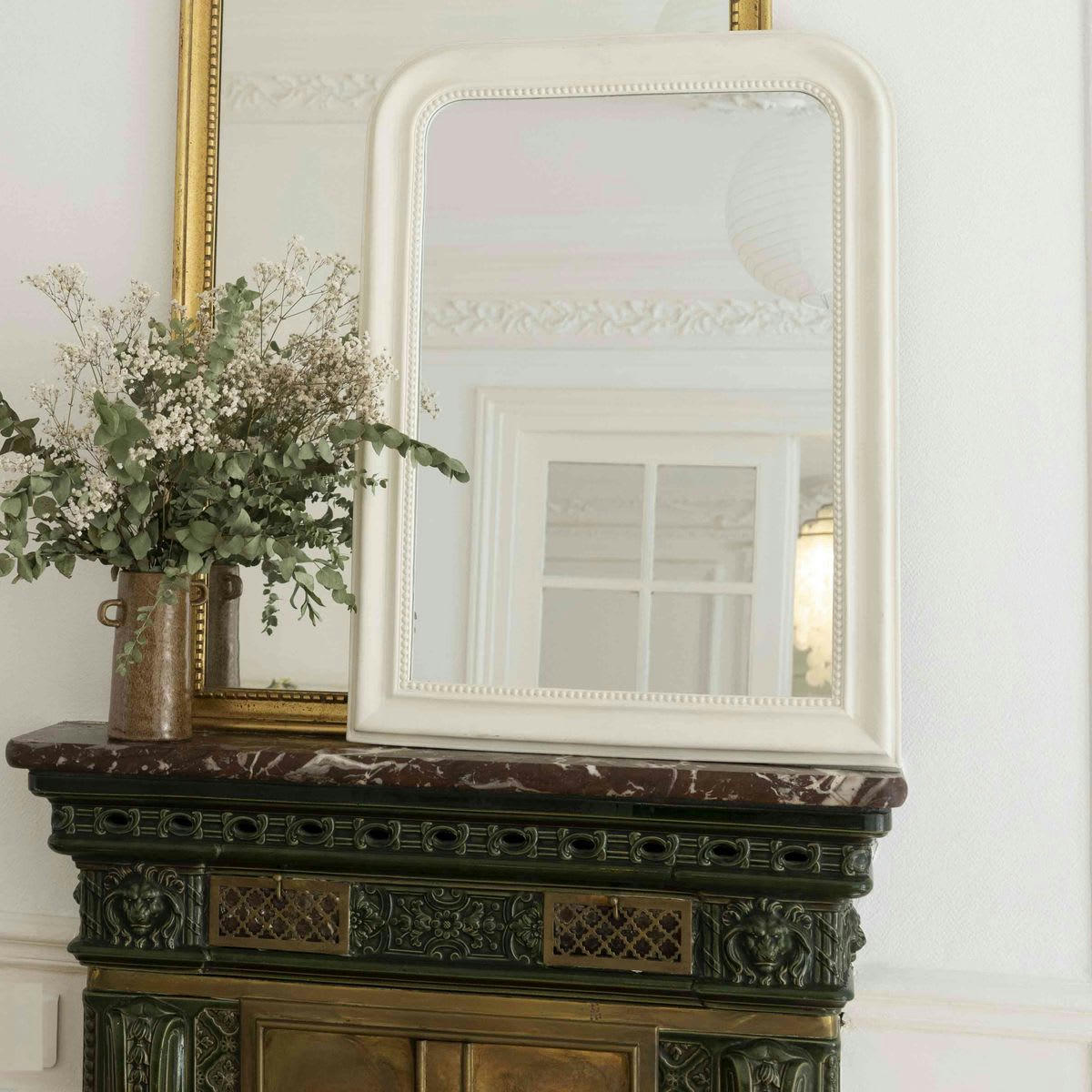 - Miroir trumeau - H 78 x L 58,5 x E 2,8 Bordures de 7 - blanc - Résine