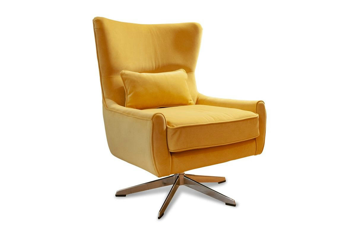 BALMAT - Fauteuil rotatif en velours jaune