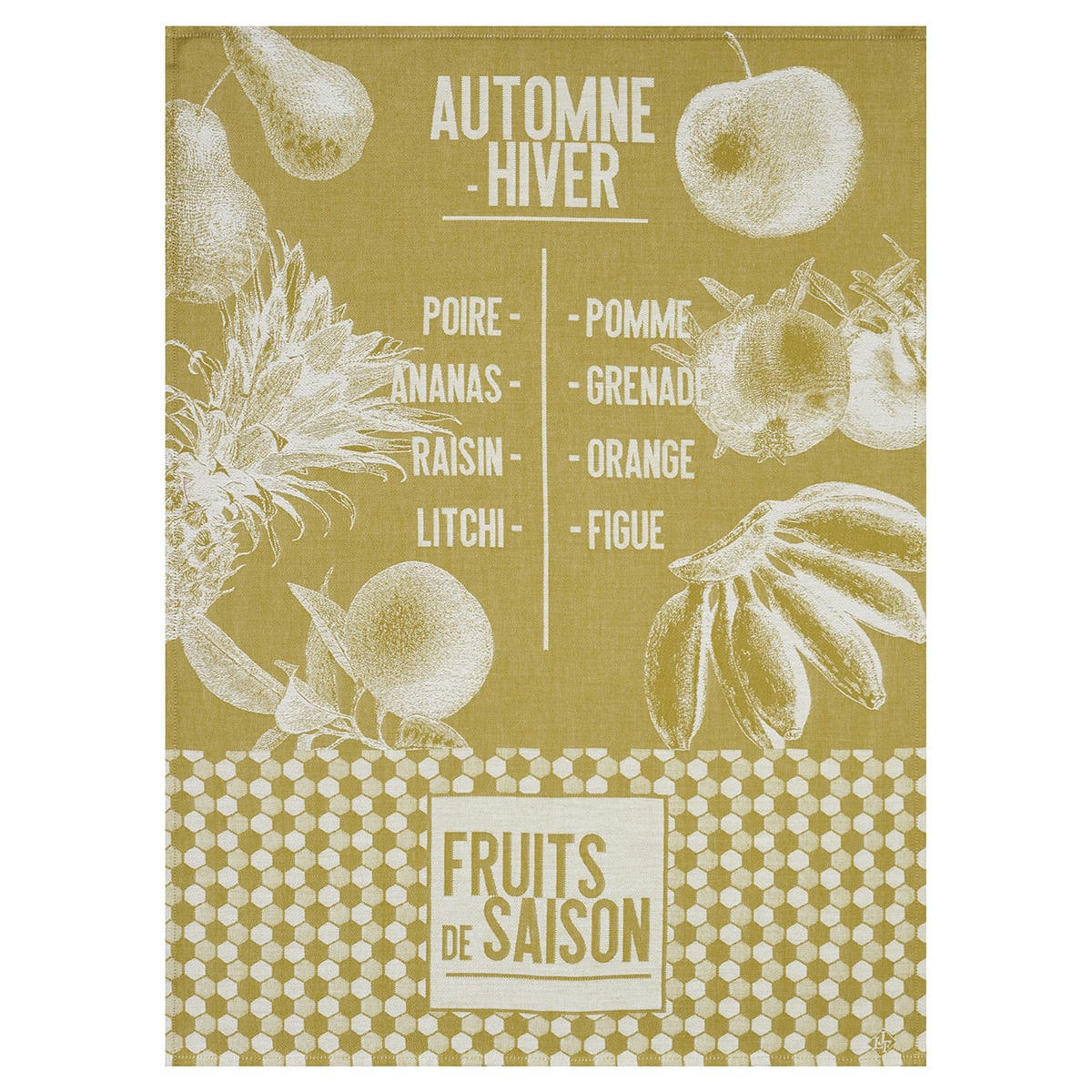 DE SAISON FRUITS - Torchon en coton moutarde 60 x 80