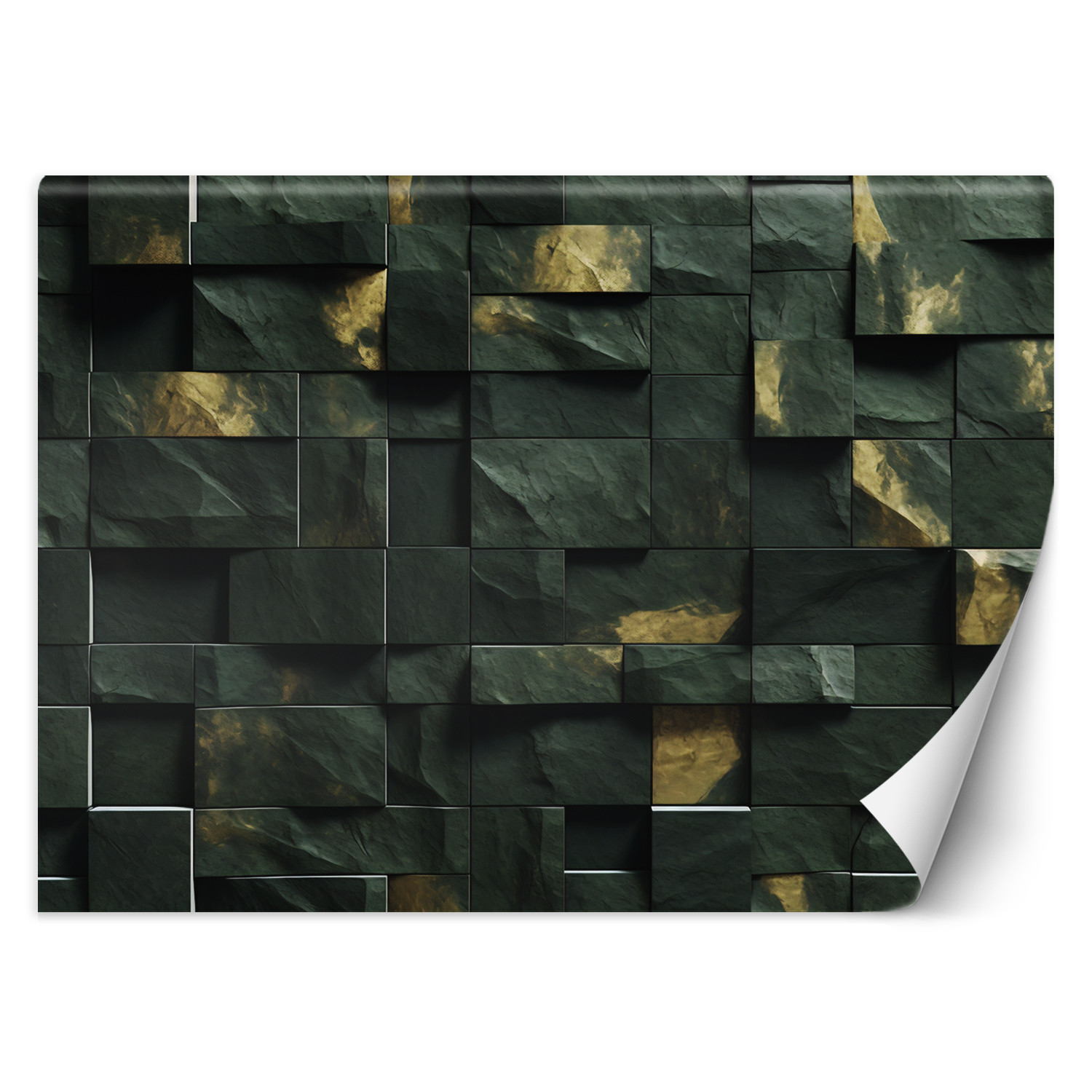 Feeby Fototapeta, Zielona mozaika kostka 3D 150x105