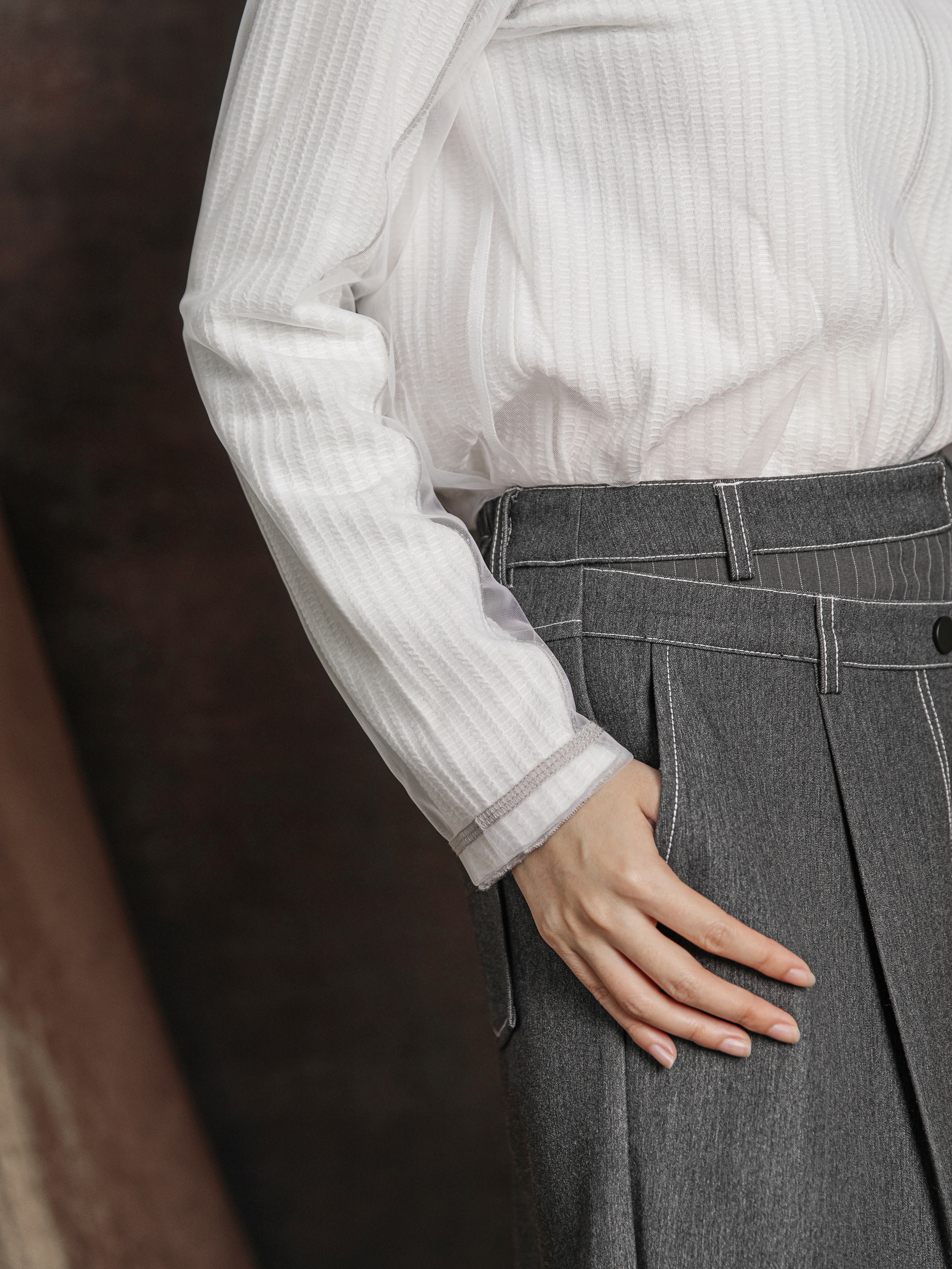 Asymmetric patchwork pants - 280D