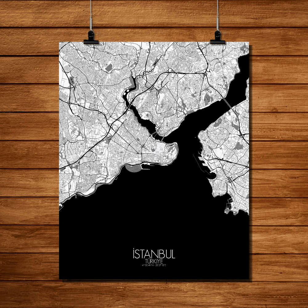 - Affiche Istanbul Carte N&B 40x50