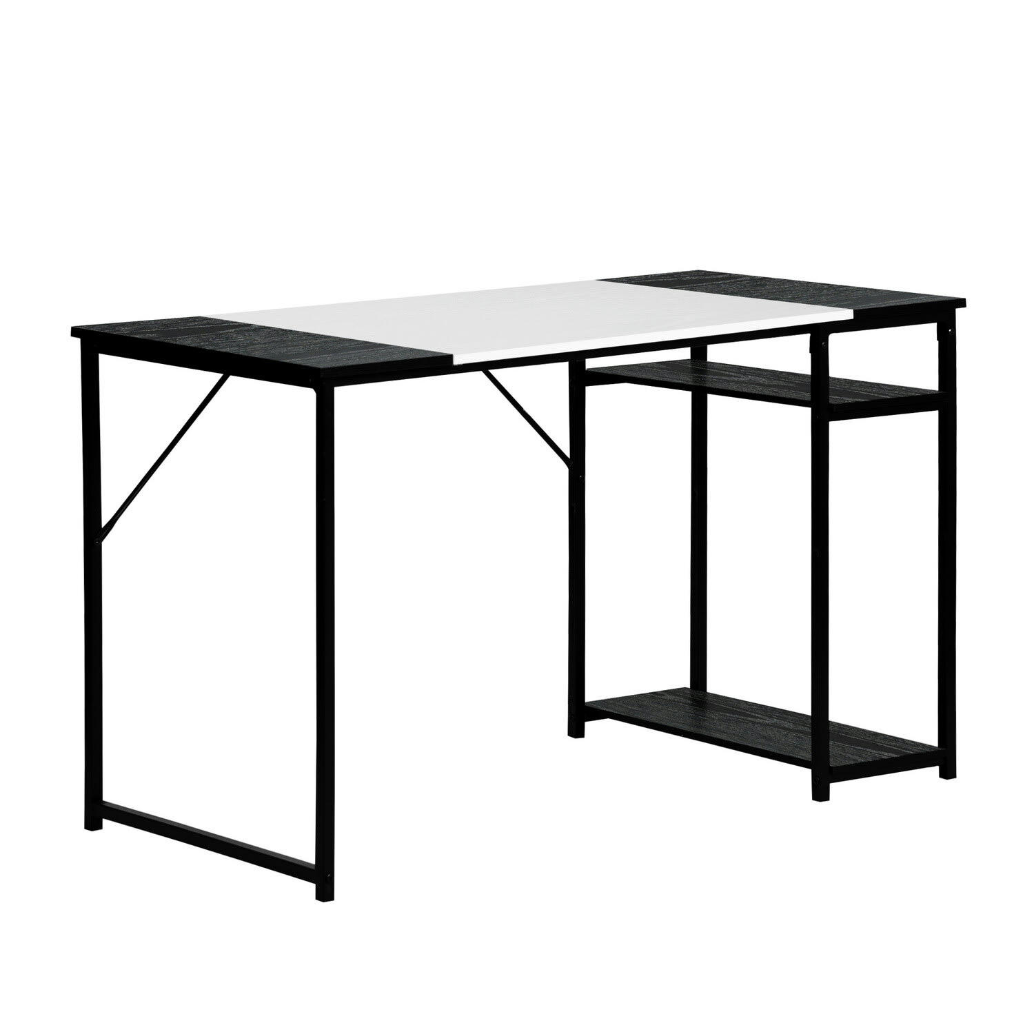 - Bureau avec étagère de rangement effet bois noir et blanc 120*60