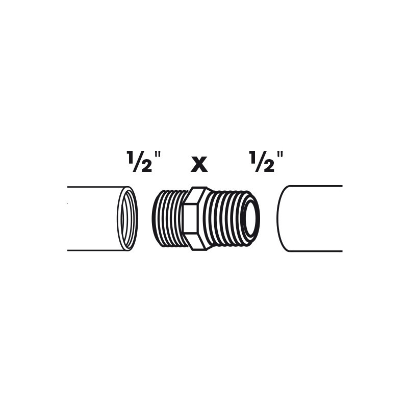Double raccord fileté 2 x filetage extérieur 1/2