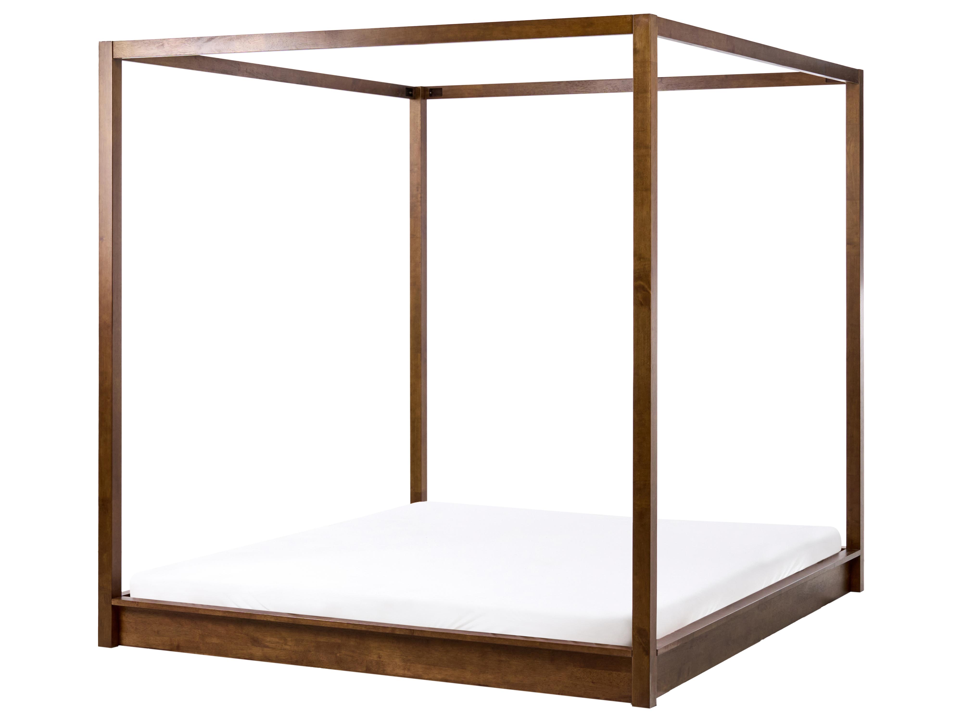 Four Poster Bed Wood HERLIERE 160 x 200 cm (EU King Size) Dark Brown
