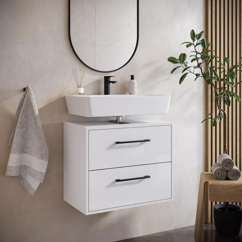 Badplaats Wastafelkast Florence 60 x 35 x 47 cm - hoogglans wit