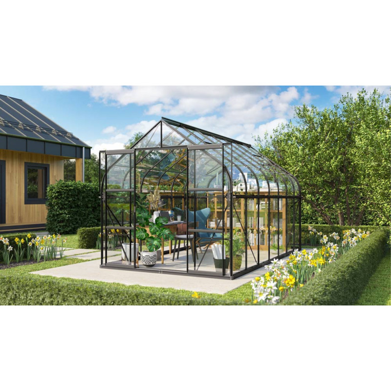 Serre en verre Dione noire 11,5 m² VITAVIA