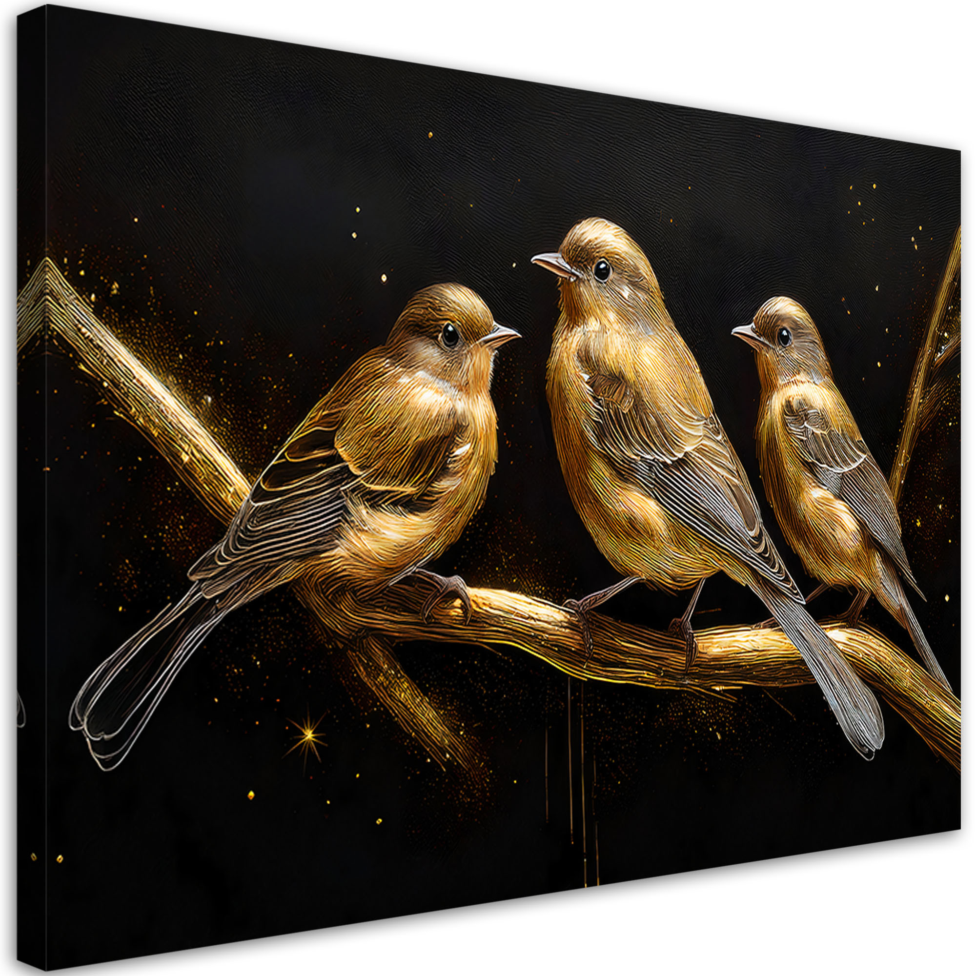 Feeby Obraz na płótnie, Ptaki Zwierzęta Złoto 60x40