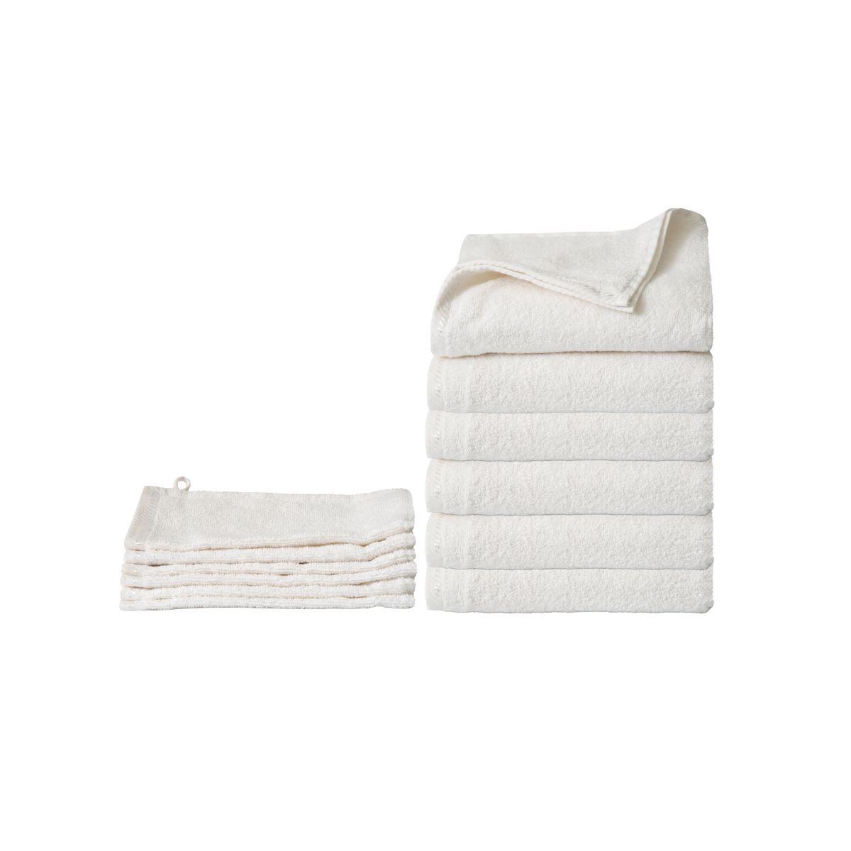 Ten Cate handdoeken 6 stuks - 50x100 cm - washandjes 6 stuks - wit