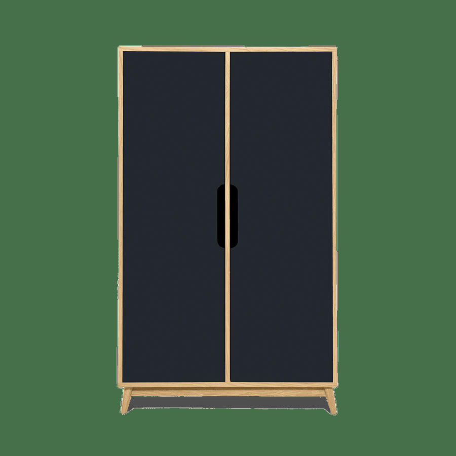 FLAK - Petite penderie couleur chene et gris anthracite, 2 portes - 141*86*40