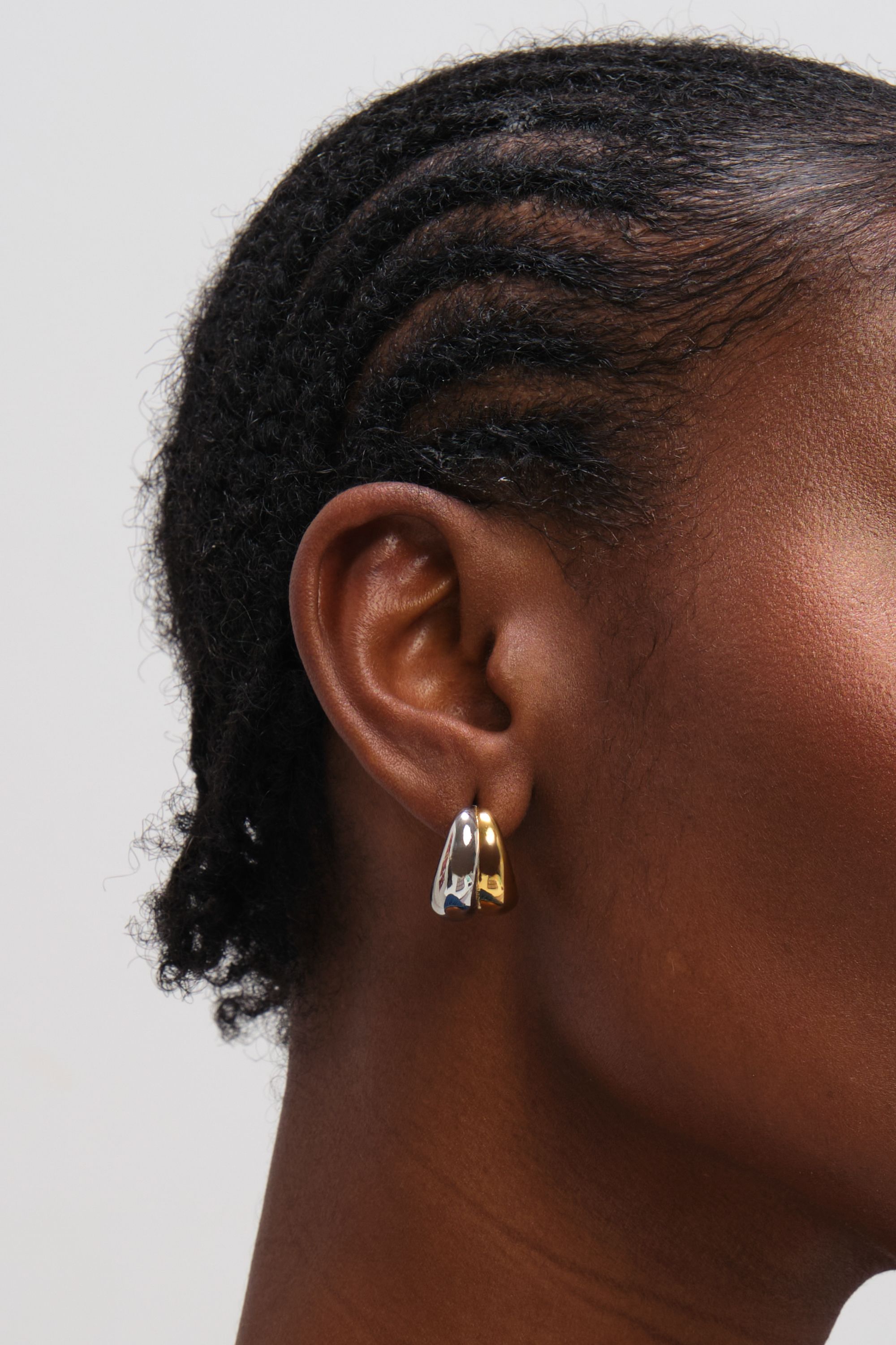 Jon Richard Two Tone Waterproof Ribbed Dome Earrings