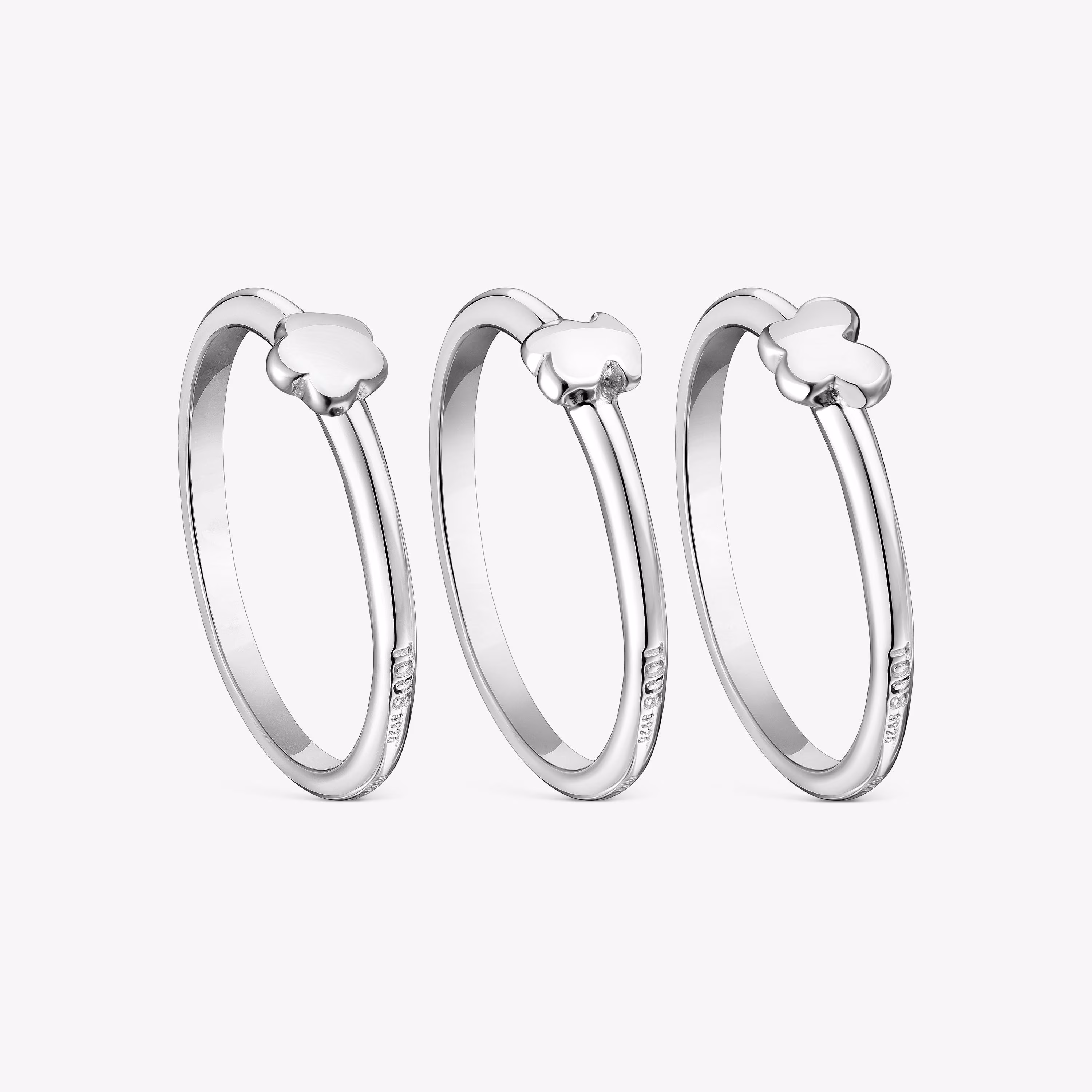 Pack de tres anillos de plata motivos Bold Motif
