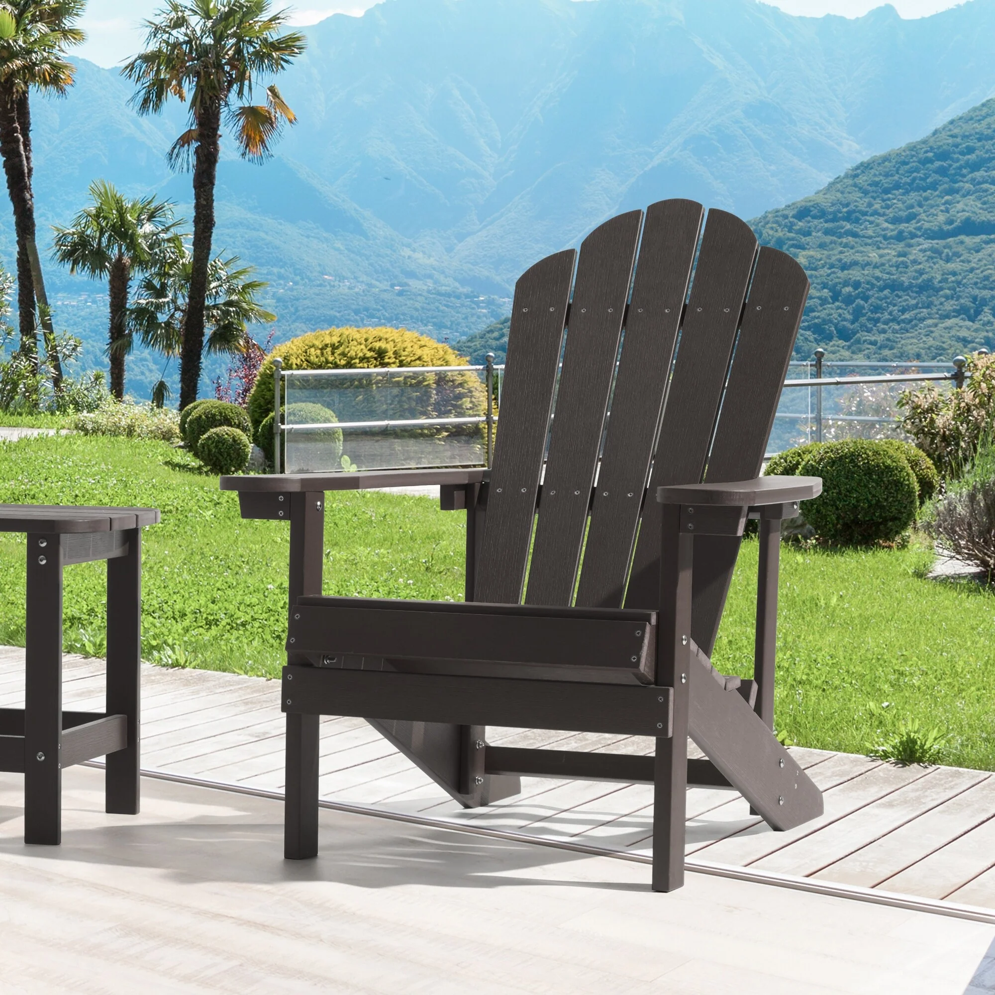 BONOSUKI Outdoor Adirondack Chair,HIPS Wooden-Like Finish Single Chair