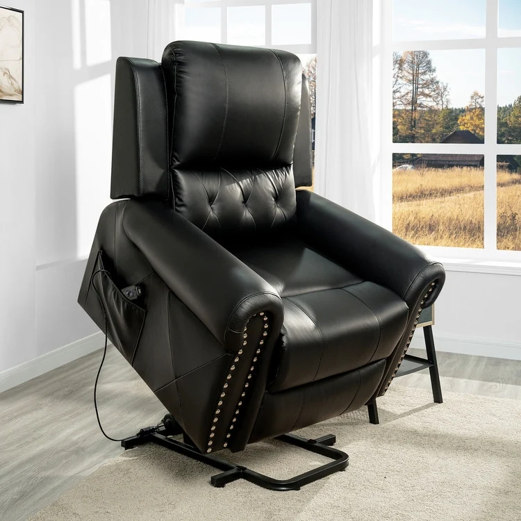 Air Leather Premium Studded Power Lift Recliner Chair with Footrest Reclining Chair with Remote Control