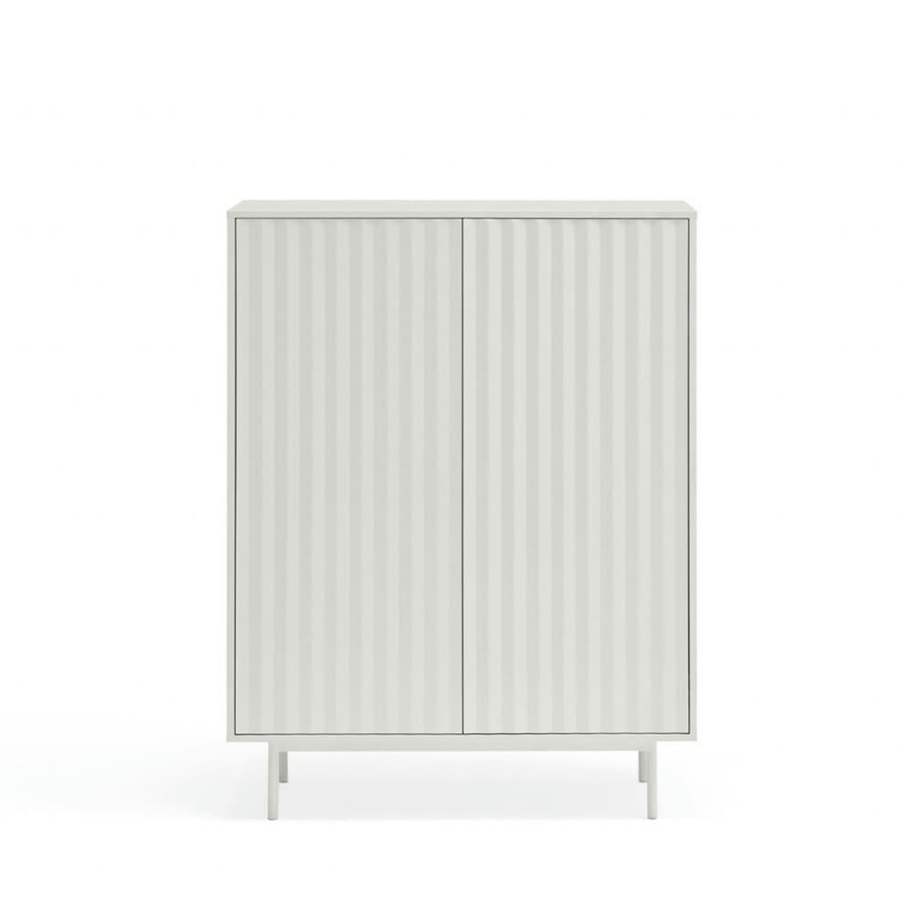 SIERRA - Buffet haut en bois 2 portes 2 tiroirs blanc