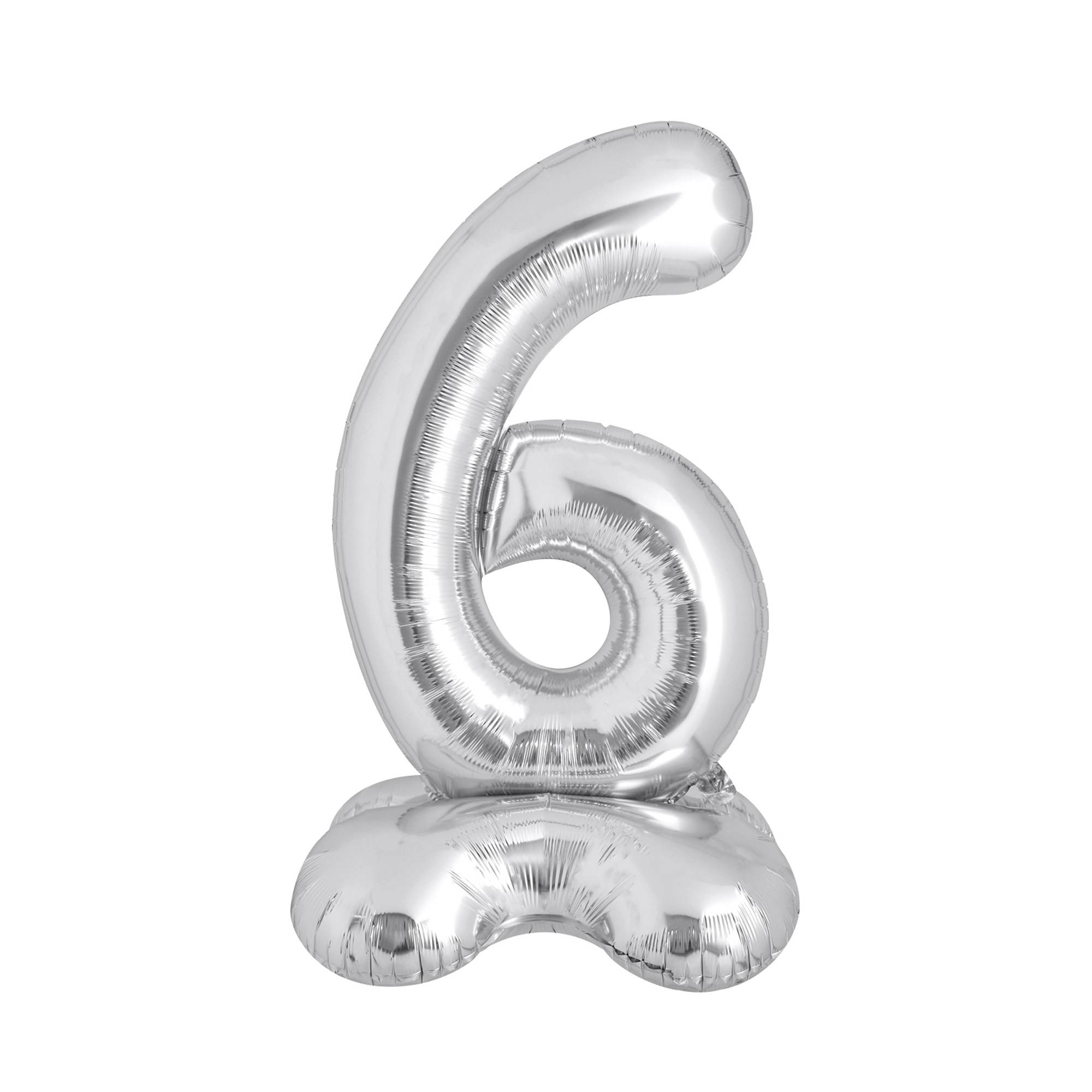 Standing Silver Number 6 Balloon 1m