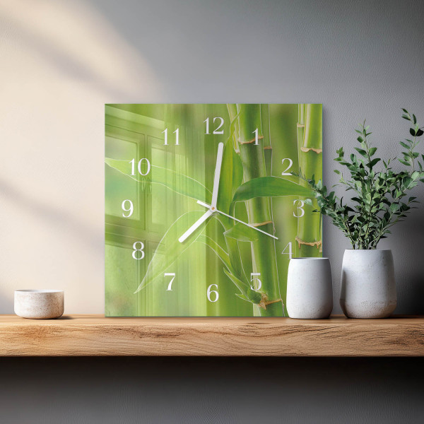 Artystyczny zegar 30x30 Roślina Bambusowa dekoracyjny do salonu