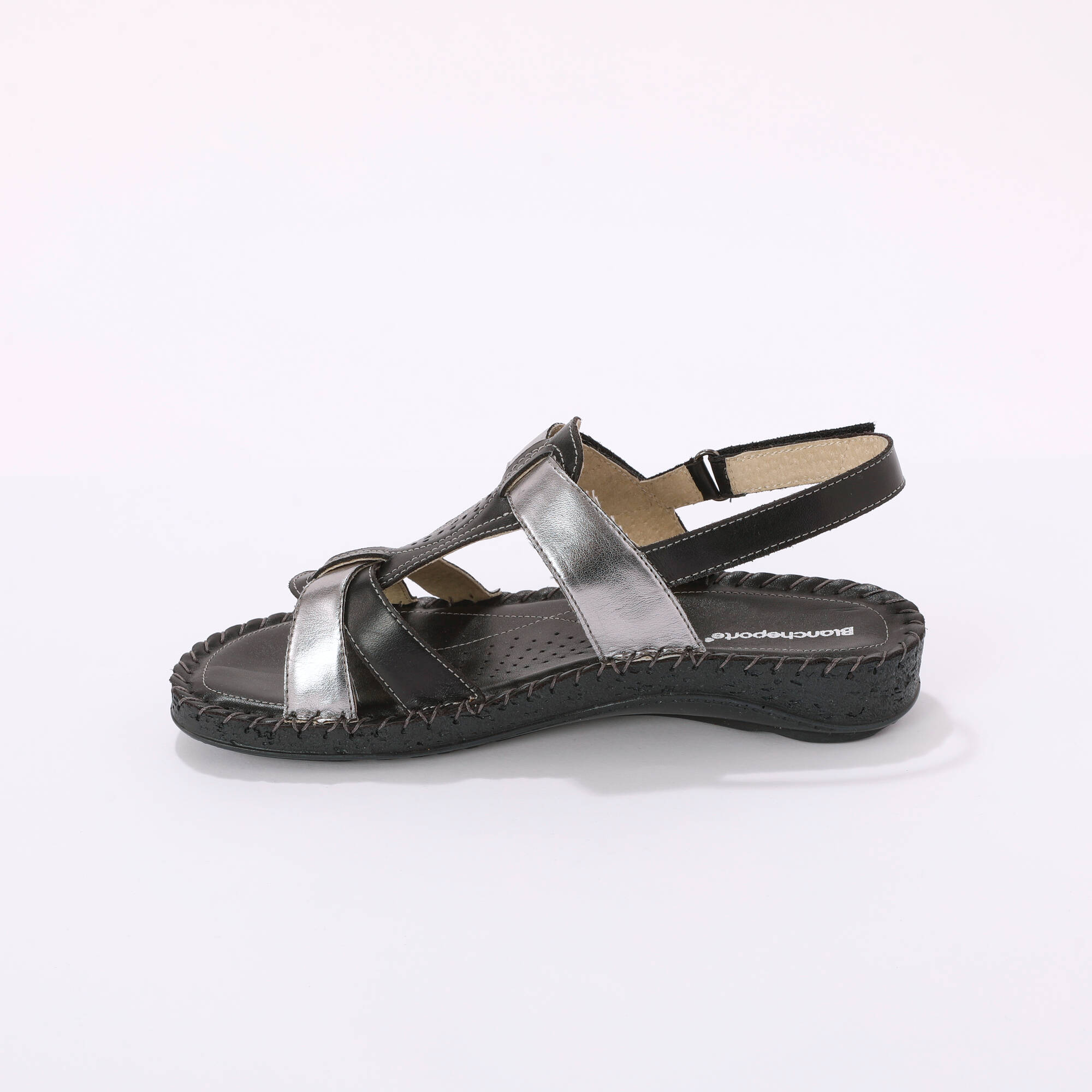 Sandales bicolores en cuir ultra souple