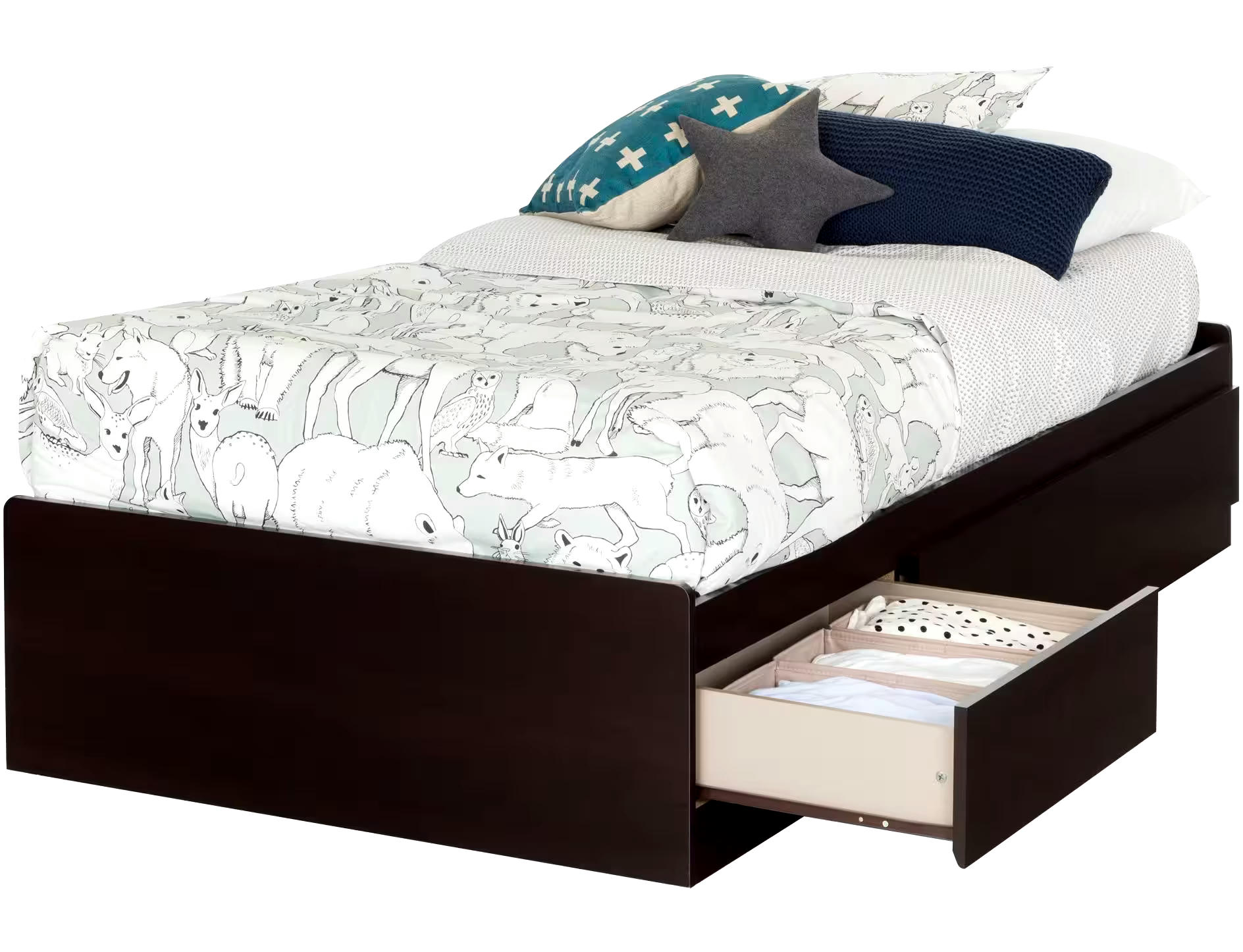 South Shore Step One Kids 3-Drawer Platform Storage Bed, Twin/Single, Black
