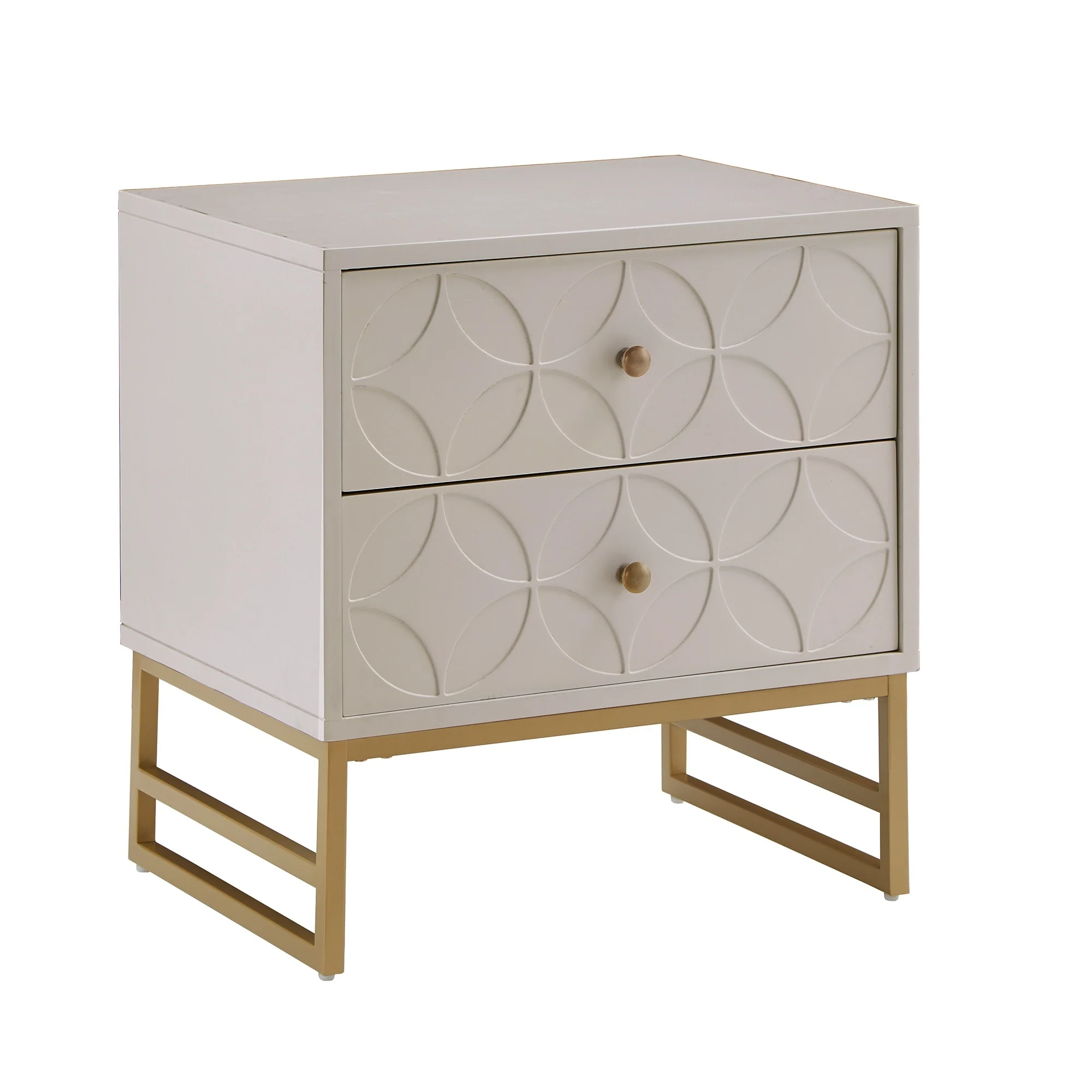 Luna Arched Diamond 2- Drawer Gold Metal End Table by iNSPIRE Q Bold