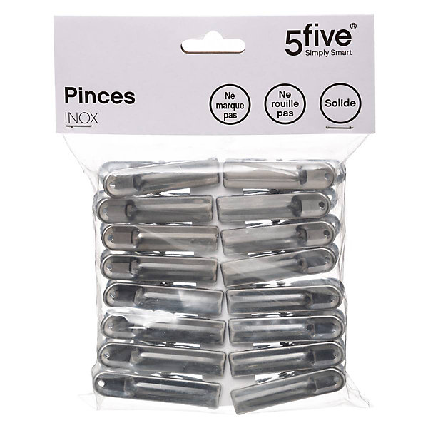 Lot de 16 pinces à linge en inox - 5Five
