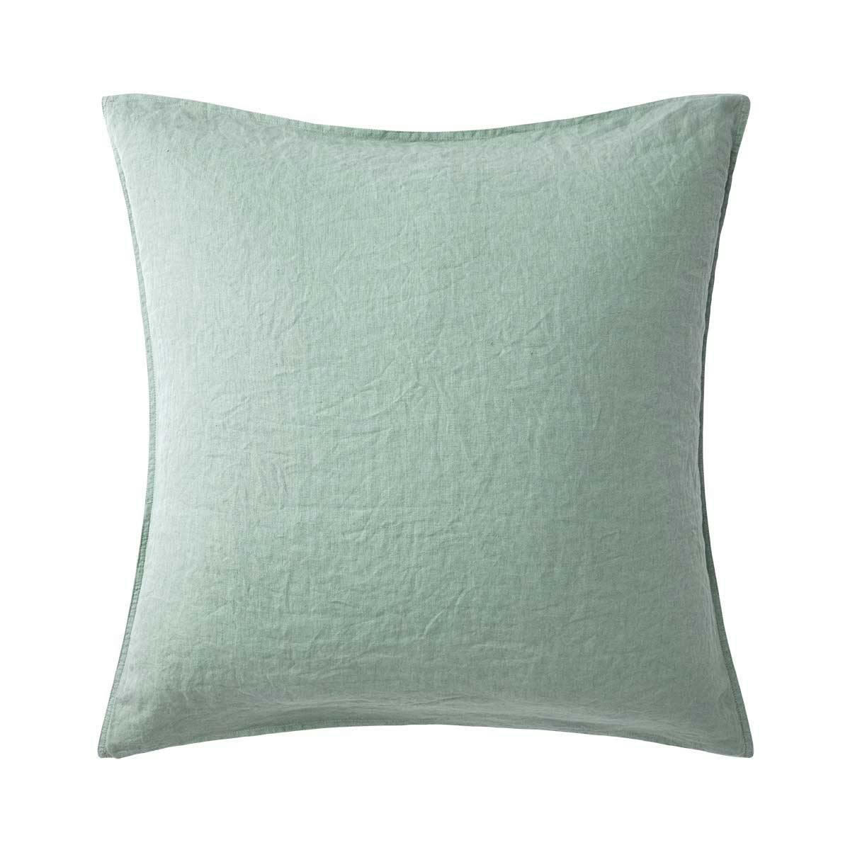 PETIT JOUR - Taie d'oreiller en  lin lavé vert 65 x 65 cm