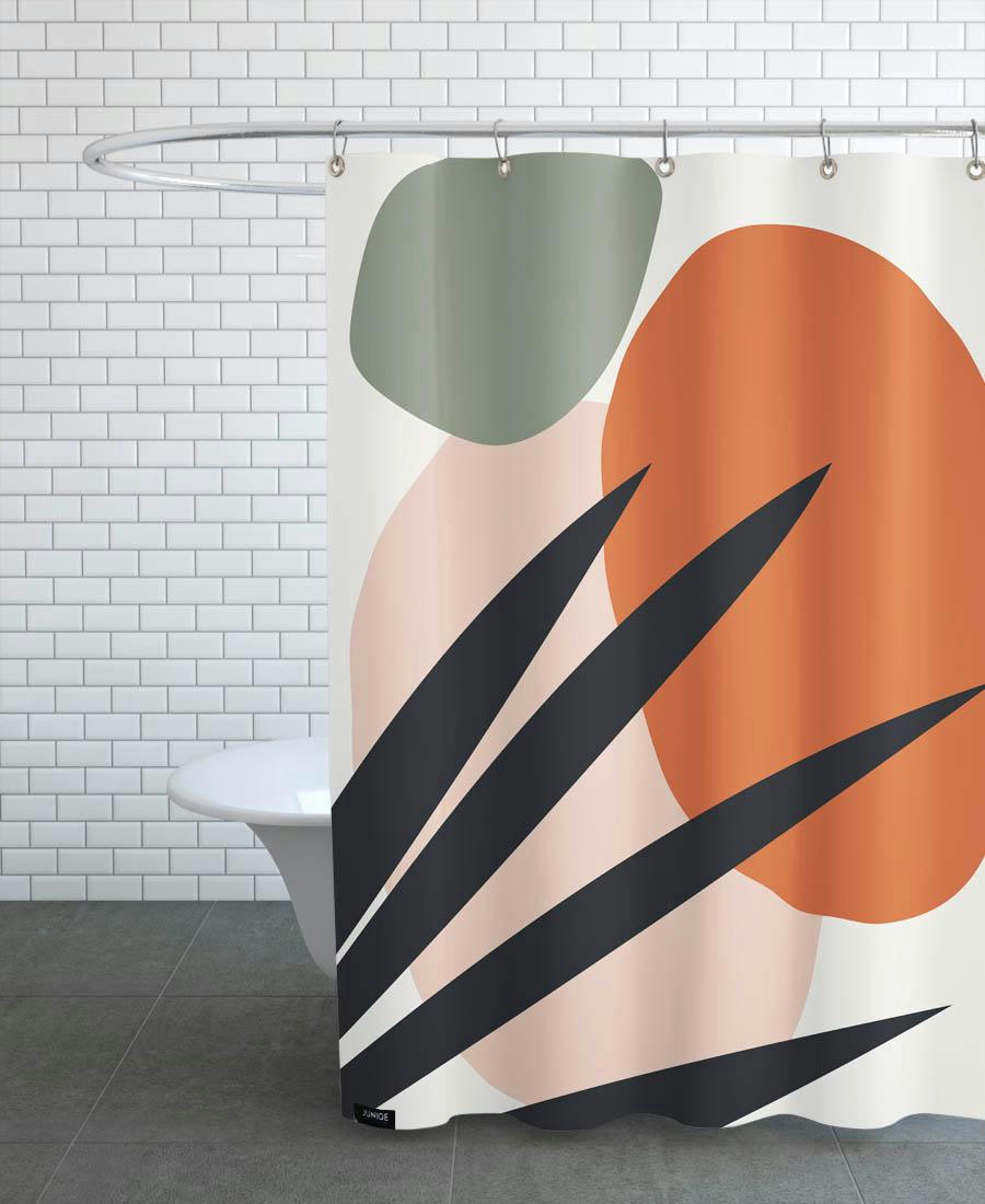 REACH - Rideau de douche en polyester en rouge & vert 150x200