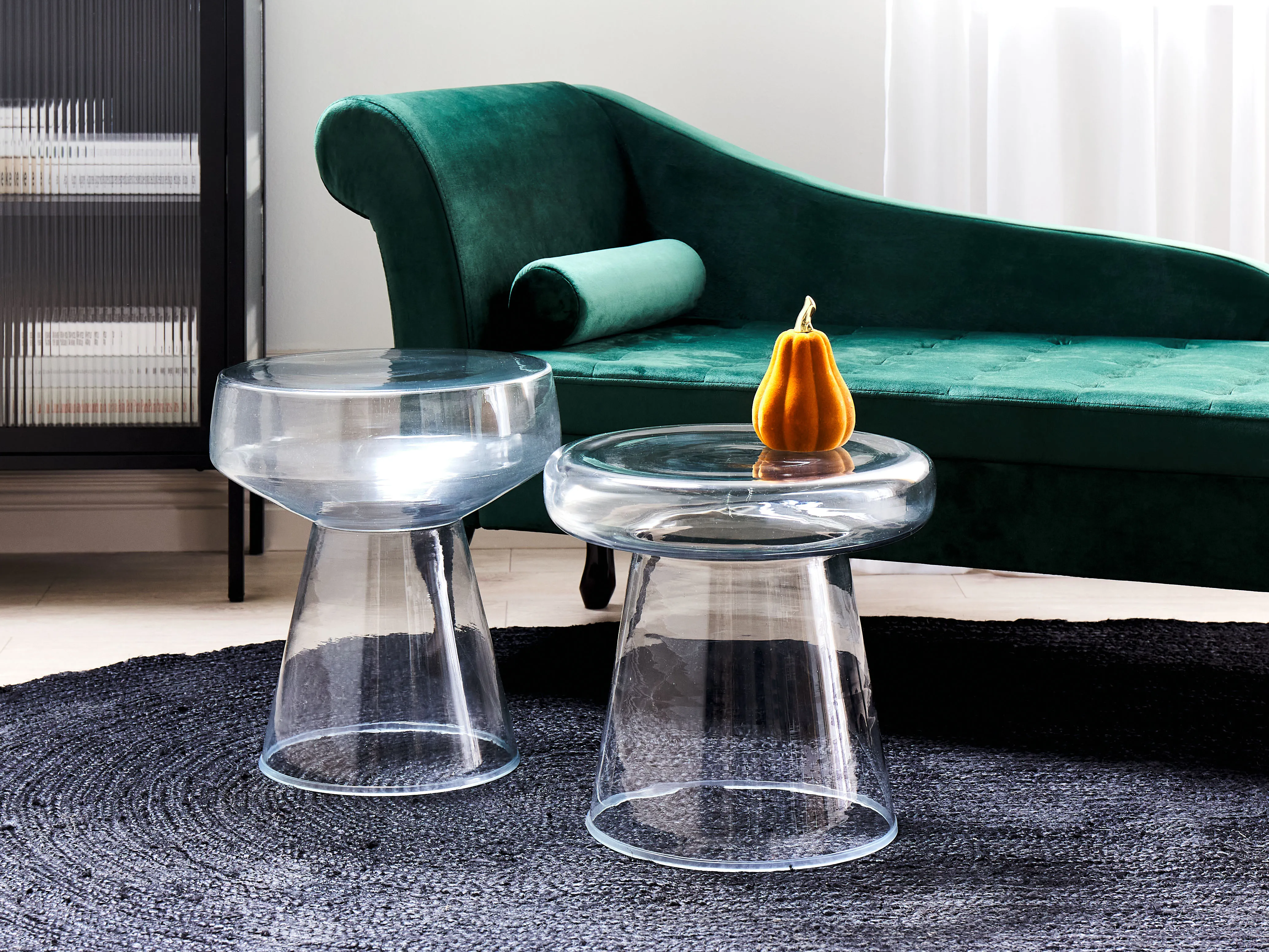 Set of 2 Side Tables LAGUNA/CALDERA Transparent