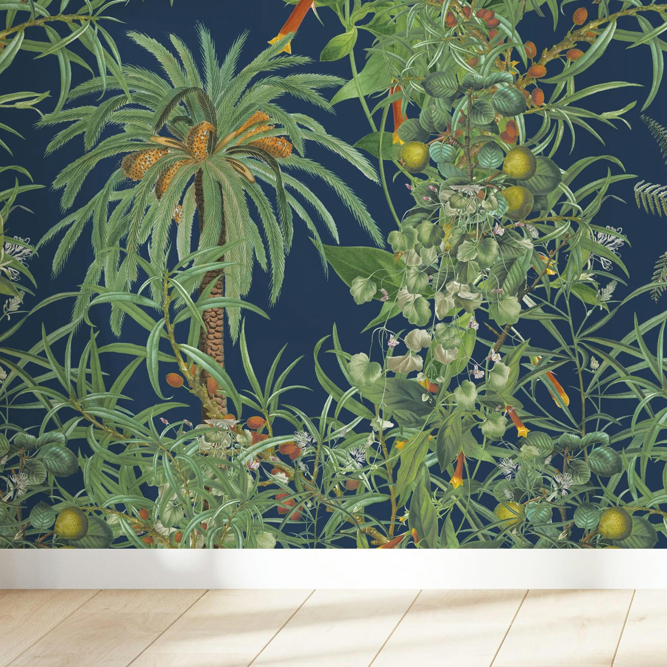 - Papier peint motifs tropical palmier bleu  425x260cm