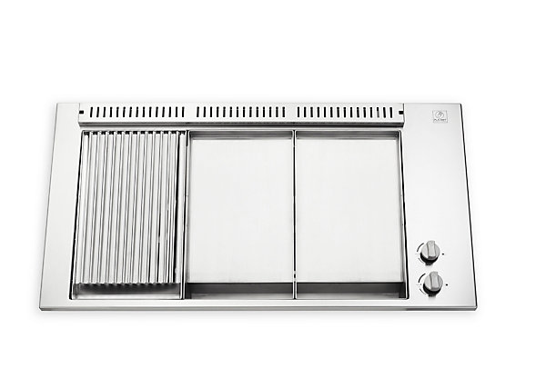 BBQ OASI 80 Grill 1/3 - Plancha 2/3 - Encastrable   couvercle