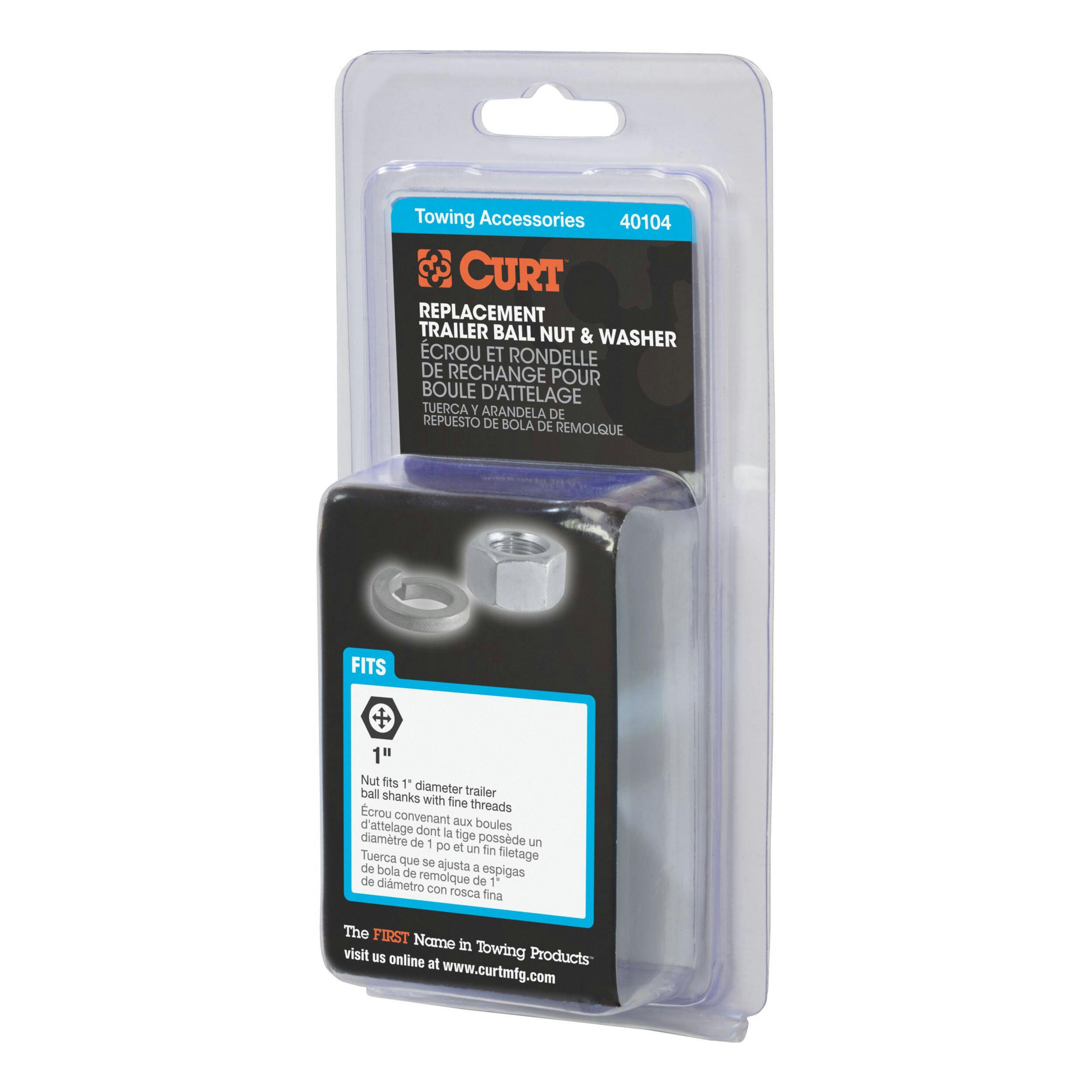 CURT Replacement Trailer Ball Nut & Washer for 1-in Shank