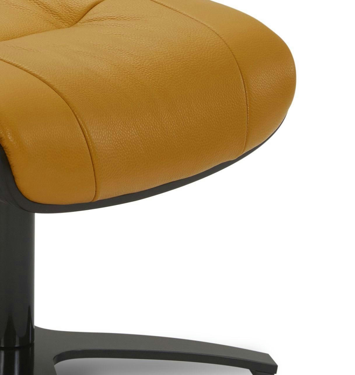 NAOS - Pouf en cuir et chêne noir - Cuir Jaune