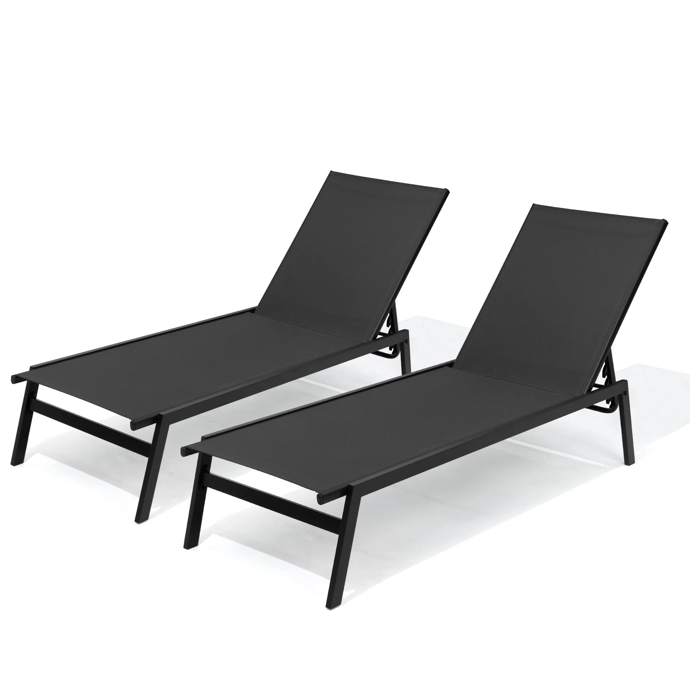 Outdoor Patio Reclining Adjustable Chaise Lounge Chairs Stackable