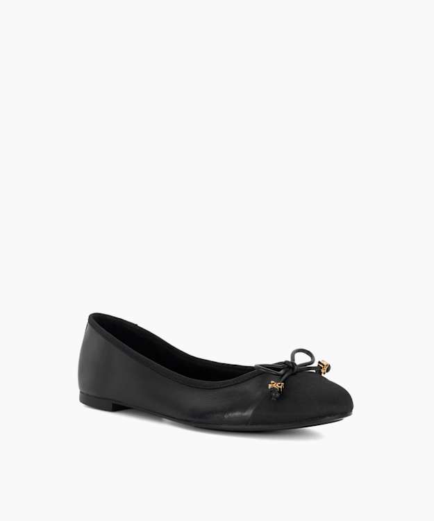 Hallo Black - Wide Fit Charm-Detail Ballet Shoes