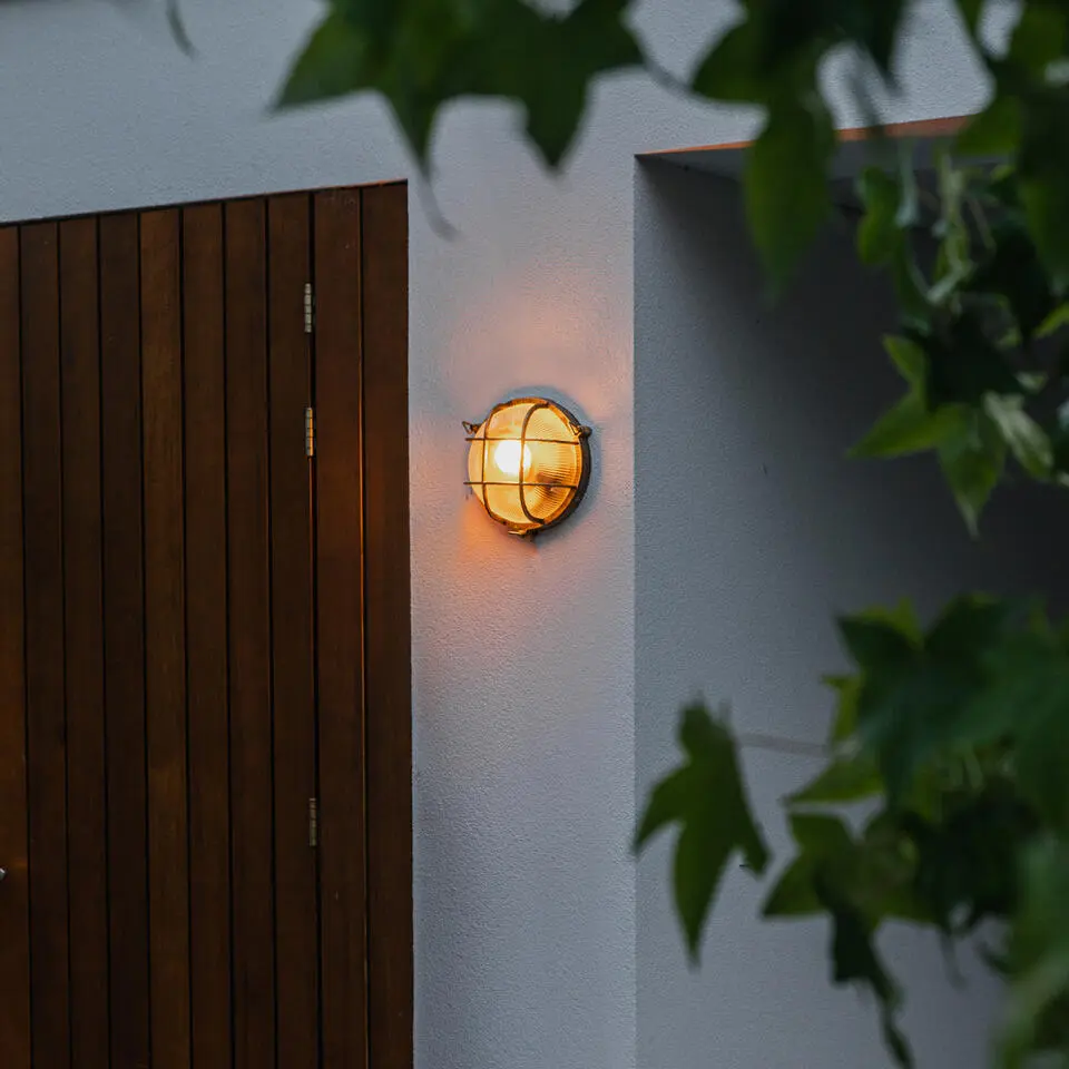 Qazqa wandlamp met glas nautica goudkleurig e27