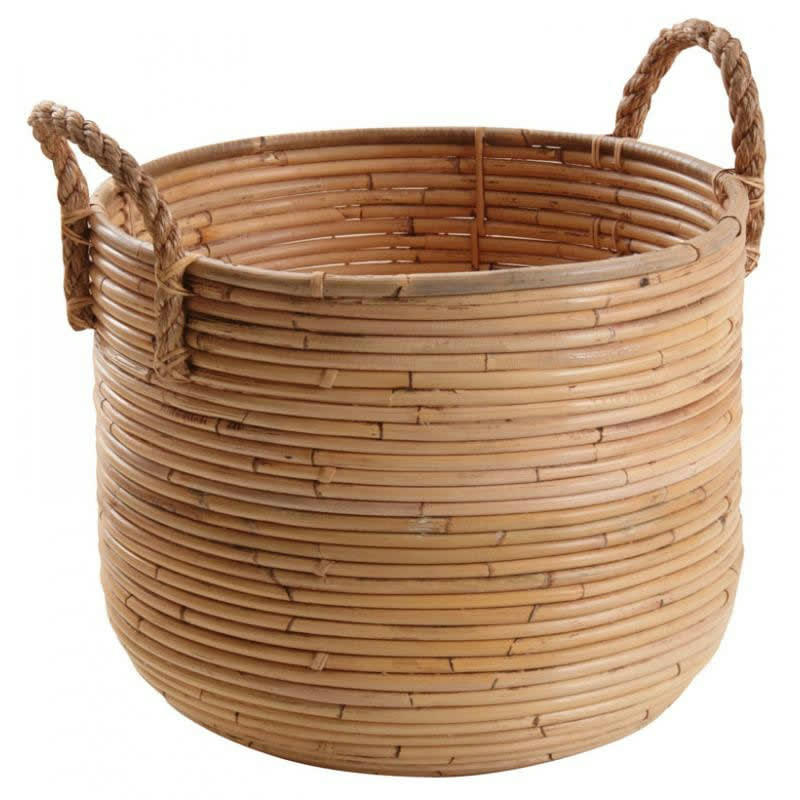 - Cache-pot en poelet et corde, diamètre 40 cm