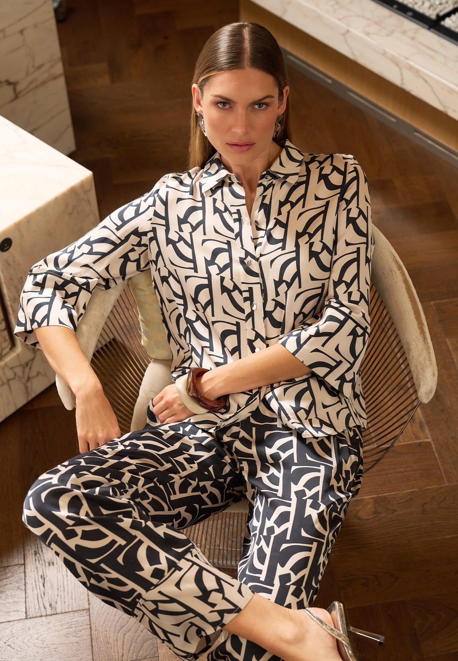 Bluse mit grafischem Print
