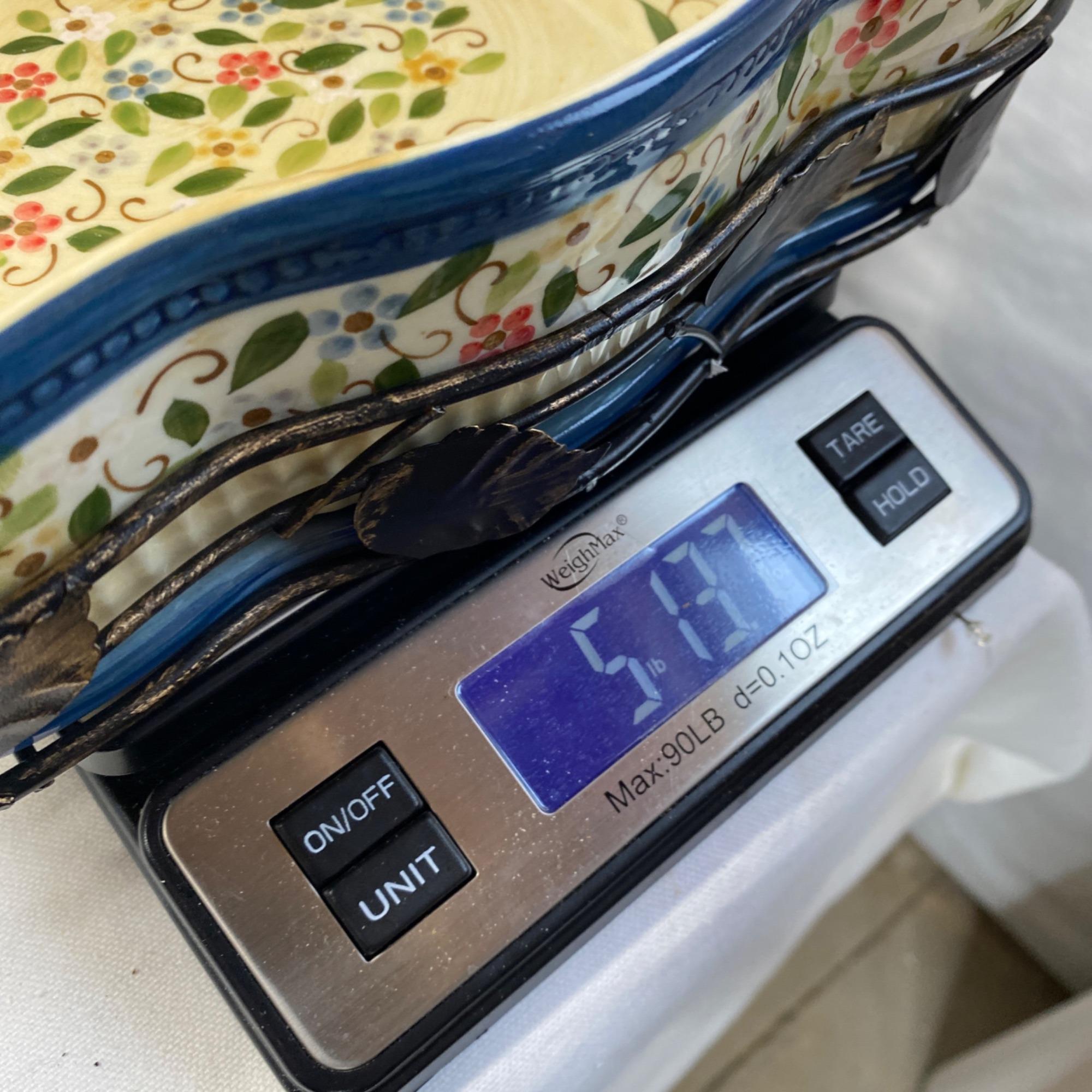 Temptations Ceramic Baking Dish With Metal Rack Floral Design Hand-Painted Oven Safe Decorative Bakeware