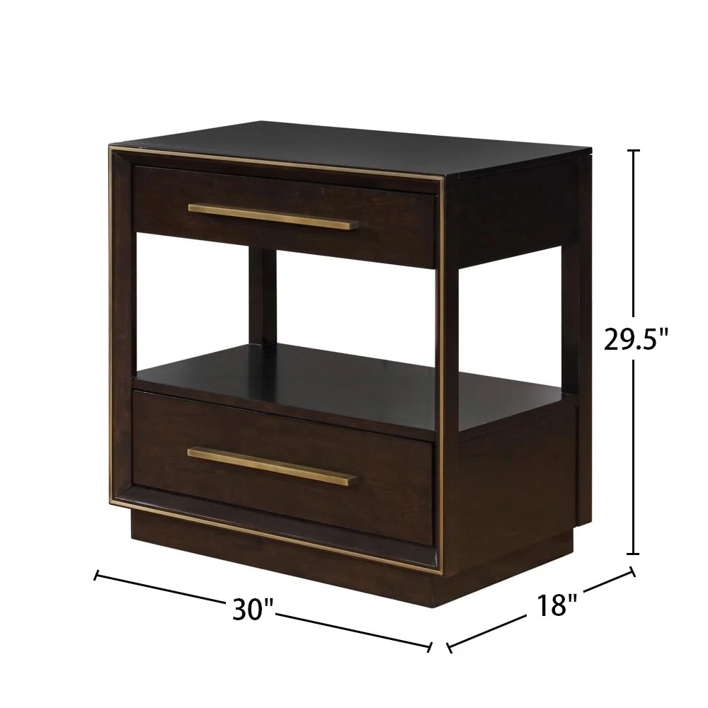 2 Drawers Nightstand with Shelf