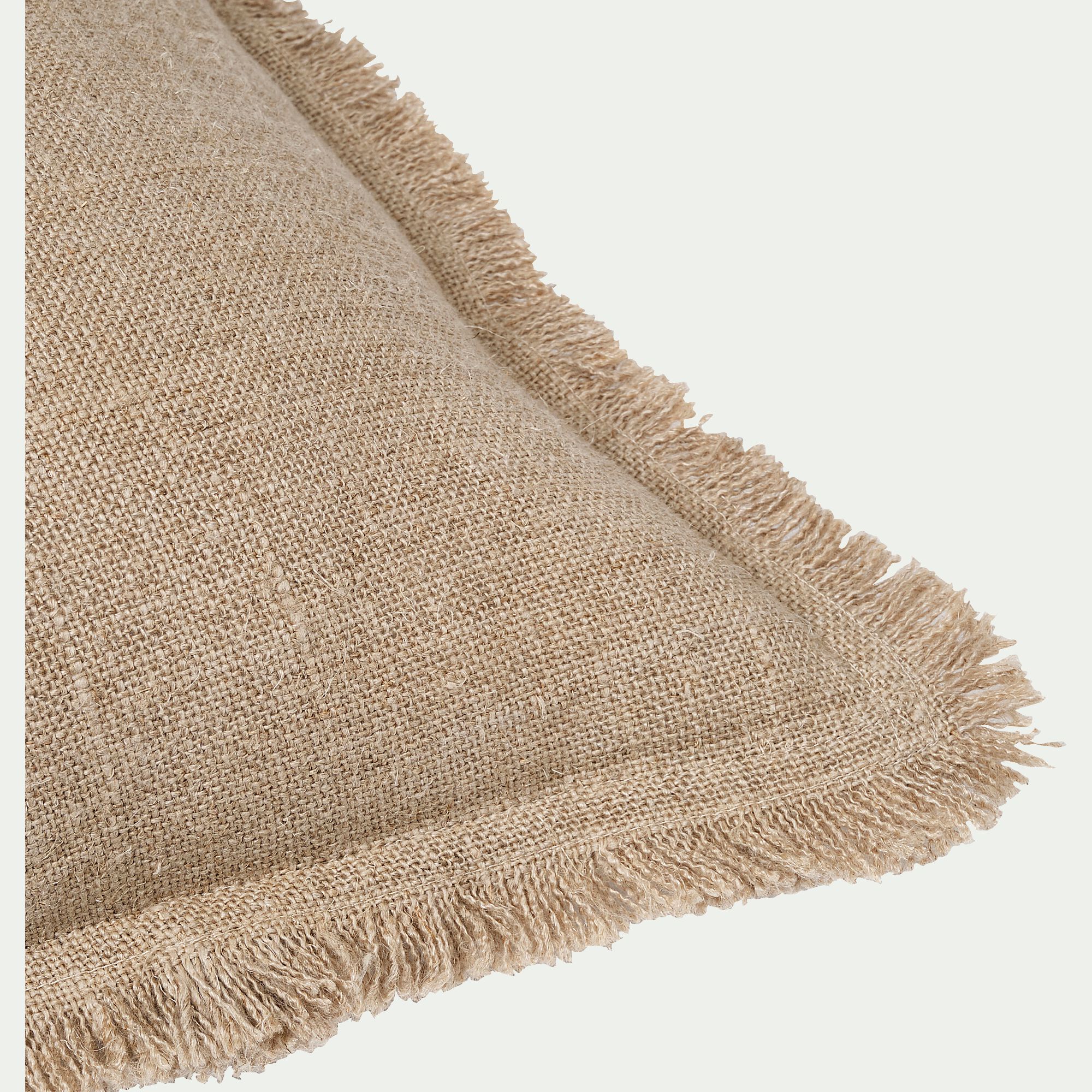 TANTA - Coussin frangé en lin 45x45cm - naturel