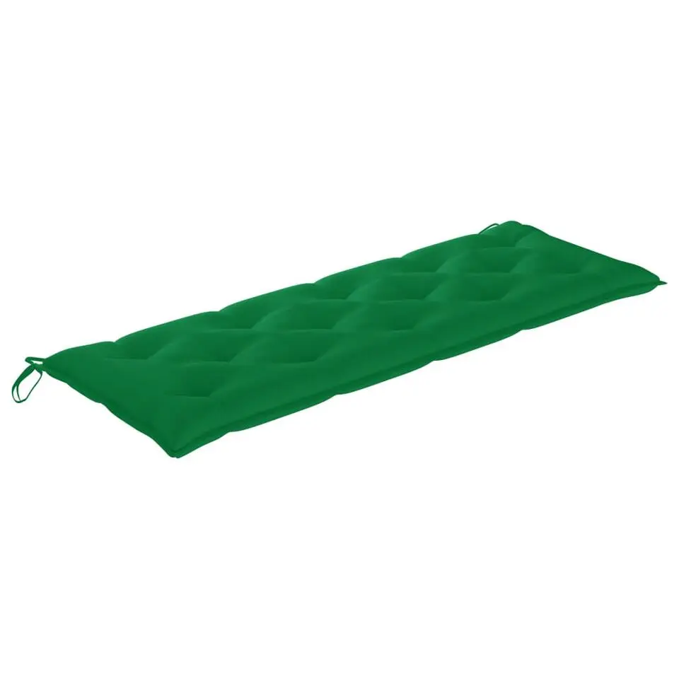 vidaXL - Tuinbank stapelbaar met groen kussen - Teakhout - 159x57.5x90 cm