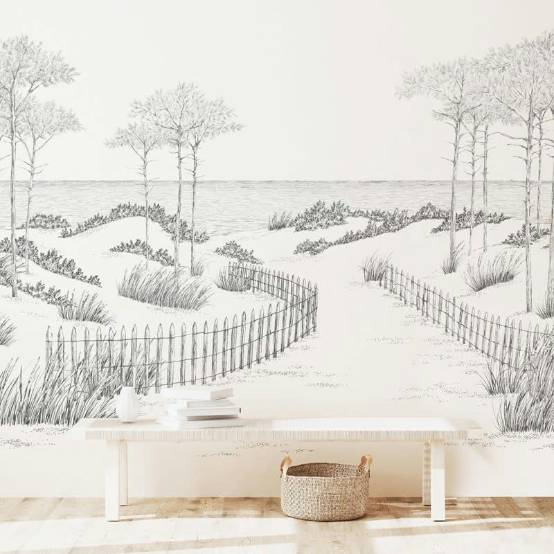 LES LANDES - Papier Peint Panoramique L336xH270cm Noir Bord de mer