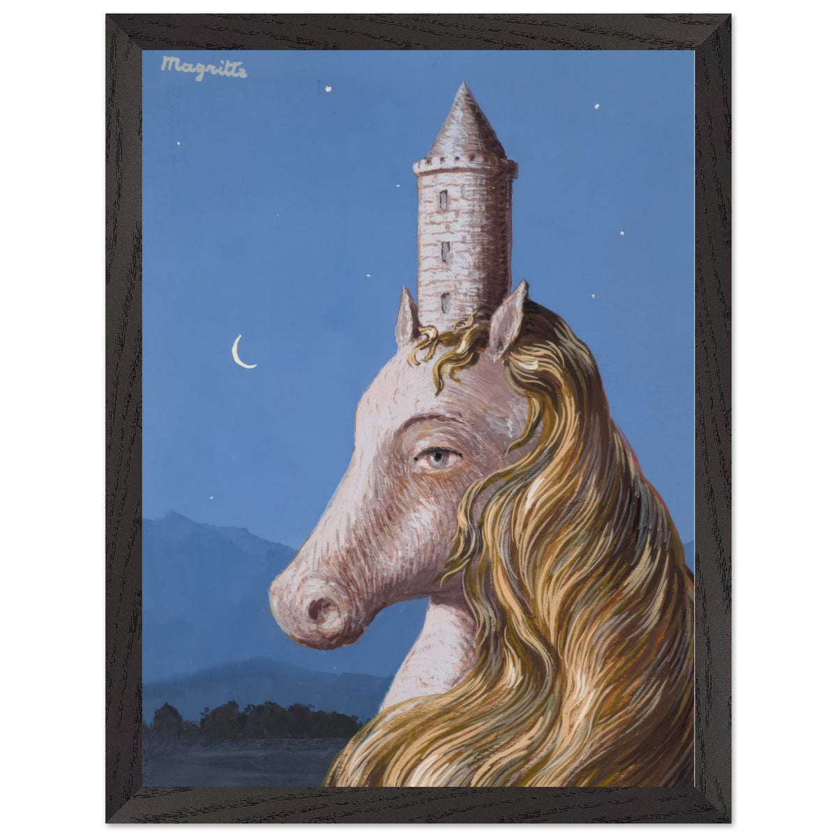 Artfulprints Poster met Lijst René Magritte - Le coeur du monde  - 30x40 cm - Blauw